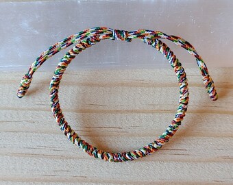 Bracciale Buddista In Verde E Oro / Cordino Con Nodo Scorrevole - Italia - Foto 8