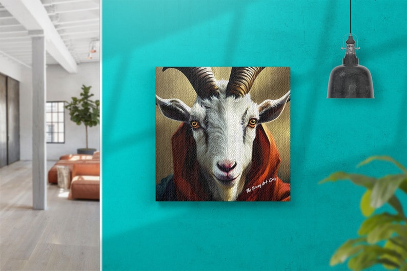 GOAT HEAD Goat Wall Décor Goat Painting Goat With a Hoodie Etsy