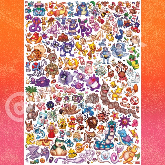 Kanto Pokedex A2 Print 