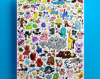 ポケモン図鑑 カントー地方 PDF シルエットポスター A1,A2,A3,A4 & A5