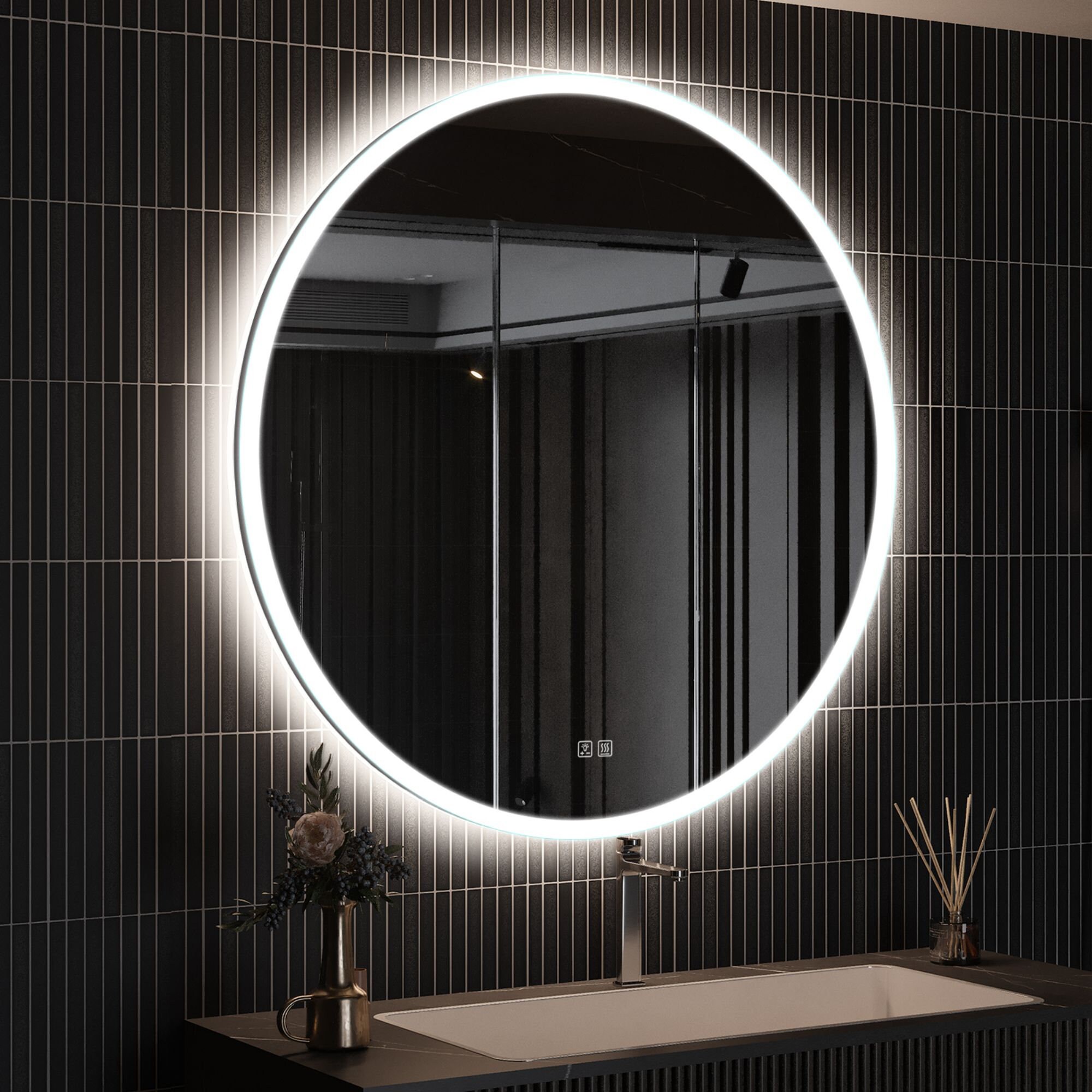 Led Round Mirror for Bathroom Smart Vanity Mirrors - Etsy