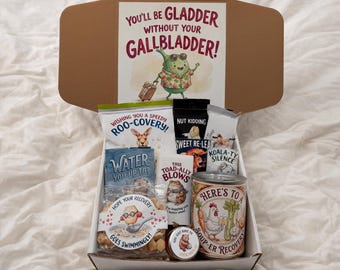 Gallbladder Surgery Gift Box, Funny Cholecystectomy Recovery Care Package, Get Well Soon Basket, No Gallbladder Club Snacks & Puns