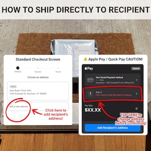 Checkout instructions showing how to ship the knee surgery gift box directly to the recipient.
