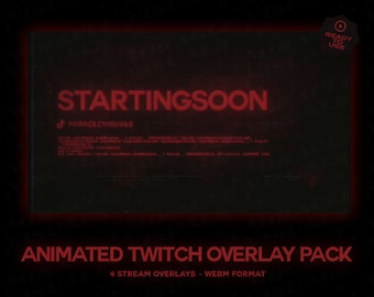 4 Animated Glitch Custom Oveylays  / Cyber / Y2k / Screens For Twitch / Be Right Back /  Starting Soon / Currently Offline /