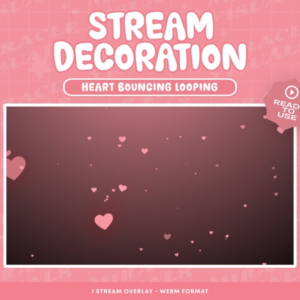 Heart Bouncing Animated Stream Decoration / Heart Bouncing / Love / Celebrate / HappyBirthday / Overlay /Add-on Stream /