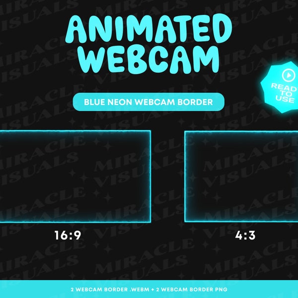 Animated Neon Blue Webcam Overlay / Twitch Stream Border / Webcam Frame /Neon / Overlay / Add-on Stream /