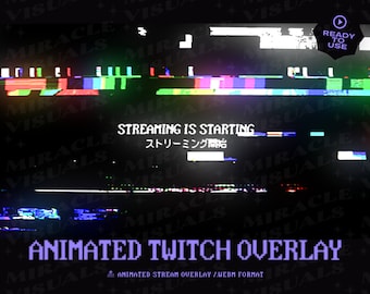 4 Animated Glitch / Sci -fi  / Horror /Screens For Twitch / Be Right Back /  Starting Soon / Currently Offline /