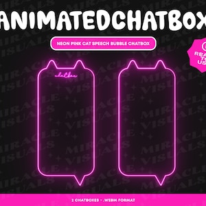 Animated Cat Pink Neon Chat Box For Twitch/ Twitch Stream Overlay /Lofi Aesthetic /Neon / Overlay / Add-on Stream / Bubble Just Chatting