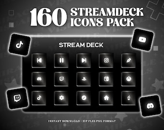 160 NeonWhite Streamdeck Icon Set | 160 Neon Pink Icon Pack For Elgato Steamdeck | Neon | Streamers | Streaming | Discord | Twitch