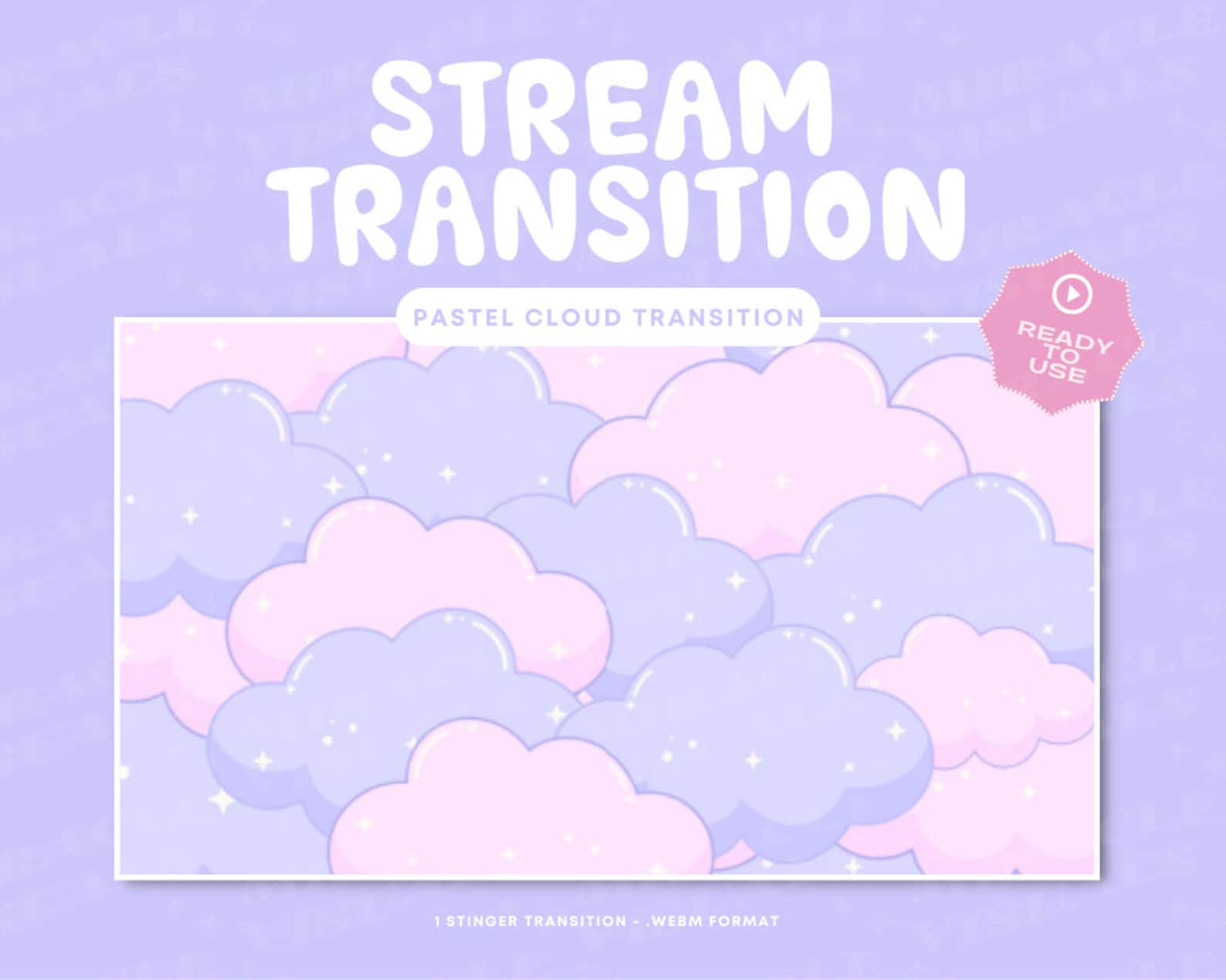 Stream Transition Sticker Pinkcloud Pastel Stream Transition/ Twitch Stream Stinger Transition ...