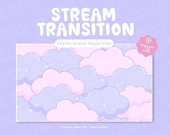 PinkCloud Pastellströmövergång/ Twitchström Stinger-övergång / Kawaii / Rosa moln / Twitch / Tilläggsström / Loop