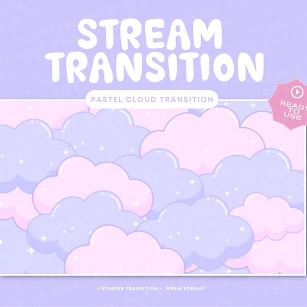 PinkCloud Pastel Stream Transition/ Twitch Stream Stinger transition / Kawaii / Pink cloud / Twitch /Add-on Stream / Loop