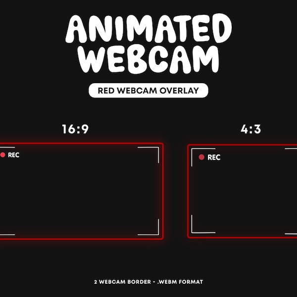 Animated Red Webcam  Recording Overlay / Twitch Stream Border / Webcam Frame / Recording / Overlay / Add-on Stream /