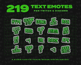Twitch Text  Green Emotes / Discord Emotes Bundle / MeMe Emotes / Funny / Twitch/ Rip / Thicc/ Cute / Uwu/ booty / daddy /Add-on Stream/