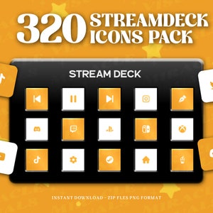 Orange Streamdeck Icon Set | 320 Orange  Icon Pack For Elgato Steamdeck | Streamers, Streaming, Twitch