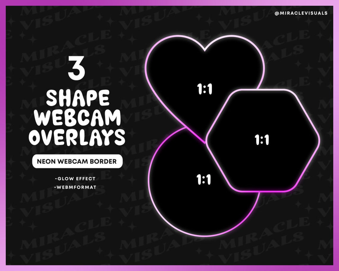 15 Animated Neon Pink cam Overlay / Twitch Stream Border / cam