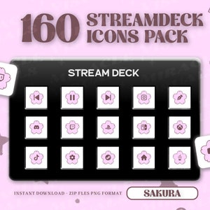 Sakura Streamdeck Icon Set | 160 Sakura Icon Pack For Elgato Steamdeck | Streamers, Streaming, Twitch