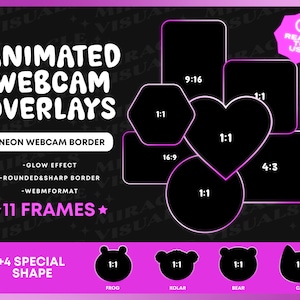 15 animerade neonrosa webbkameraöverlägg / Twitch-strömkant / webbkameraram / neon / överlägg / tilläggsström /