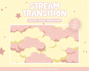 Gult rosa moln Pastellströmövergång/ Twitch-ström Stinger-övergång / Kawaii / Gult moln / Rosa moln / Tilläggsström / Loop