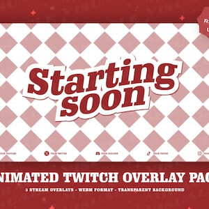 3 Animated AnimeStyle Red Twitch overlays/ Pastel  / Screens For Twitch / Starting Soon / BeRightBack / Currently Offline/
