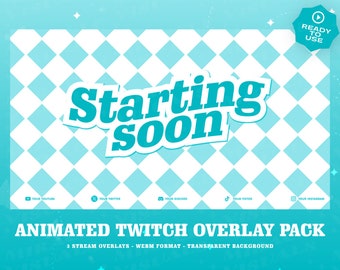 3 Animated AnimeStyle Blue Twitch overlays/ Pastel  / Screens For Twitch / Starting Soon / BeRightBack / Currently Offline/