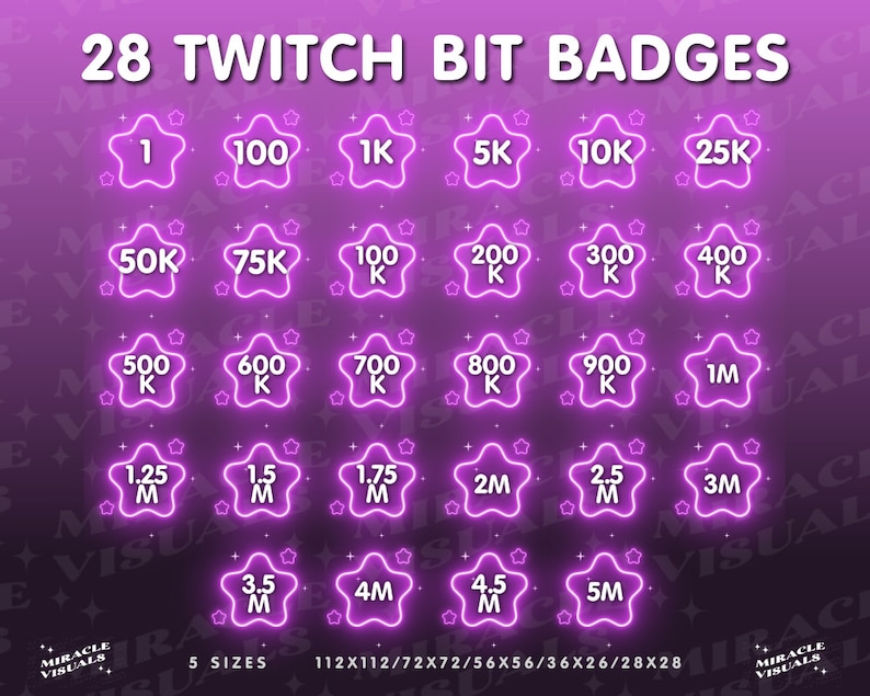 Neon Star Twitch Badge Set / Pink / Star / Neon / Sub Badges / Cute