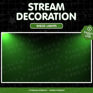 DiscoLight Loop Stream Decoration / Twitch Stream Stinger / Neon / Green / Disco / Celebrate / Overlay /Add-on Stream / Loop