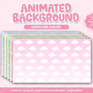 Cloud Animated Stream Background /Pastel Color / Kawaii /Cloud /Add-on Stream /Loop/Twitch /Discord/