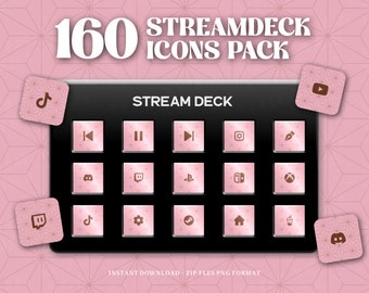 160 PastelPink Streamdeck Icon Set | 160 PastelPink Icon Pack For Elgato Steamdeck | Neon | Streamers | Streaming | Discord | Twitch