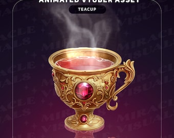 Gemtone Teacups / Vtuber Asset / Stream Decoration / TeaCup / GemStone / Celestial / Overlay / Add-on Stream /