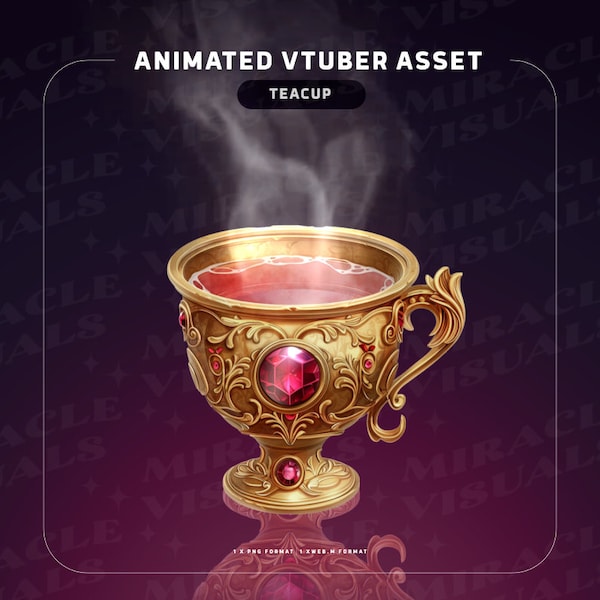 Gemtone Teacups / Vtuber Asset / Stream Decoration / TeaCup / GemStone / Celestial / Overlay / Add-on Stream /