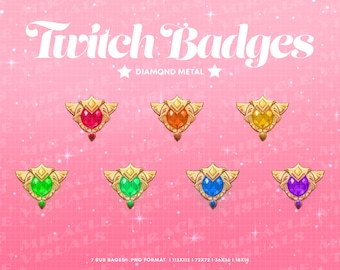 Twitch Sub Badge /Diamond Metal /Gemstones / Jewel gem / Sailor moo/ Twitch  / Add-on Stream / Badges For Streamers