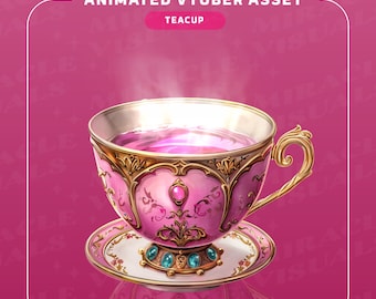 Gemtone Teacups / Vtuber Asset / Stream Decoration / TeaCup / GemStone / Celestial / Overlay / Add-on Stream /