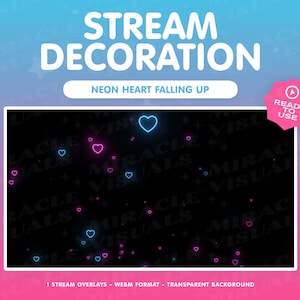 Falling Neon Heart Overlay / CuteHeart / Heart falling / Valentine / Overlay /  Animated Stream Decoration / Add-on Stream /