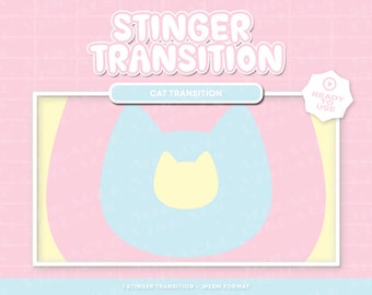 Pastellkattströmövergång/Twitch-ström Stinger-övergång / Kawaii / Katt / Twitch / Pastell / Estetisk / Tilläggsström/ Överlägg