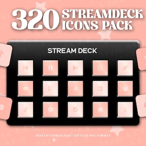 Pastel Pink Streamdeck Icon Set | 320 Pastel Pink Icon Pack For Elgato Steamdeck | Streamers, Streaming, Twitch