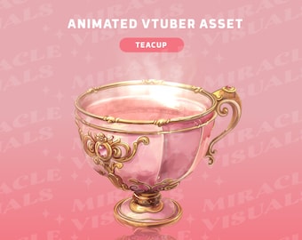 Gemtone Teacups / Vtuber Asset / Stream Decoration / TeaCup / GemStone / Celestial / Overlay / Add-on Stream /