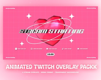 Cyber Y2k Animated Custom Twitch Overlays / Y2k / Cyber / Pink / Oveylays Twitch / Be Right Back /  Starting Soon /  Currently Offline /