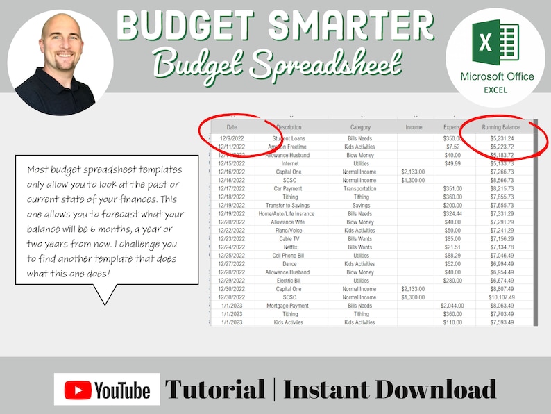 Microsoft excel budget spreadsheet budget smarter etsy