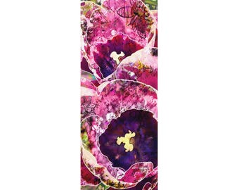 Roze bloemen abstract, rubberen yogamat | Klaproosbloempatroon