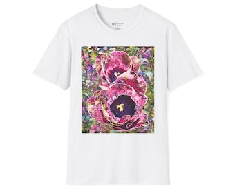 Kleurrijk abstract bloemen T-shirt | Bloemen en klaprozenkunst