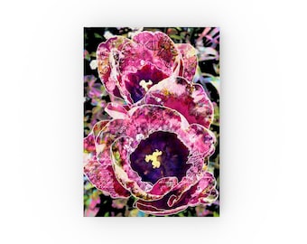 Notitieboek met bloemenmotief | Kleurrijk abstract met klaproos op donkere achtergrond