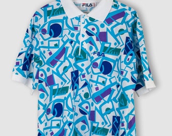 80s FILA BORIS BECKER polo tennis shirt Size L Made in Italy