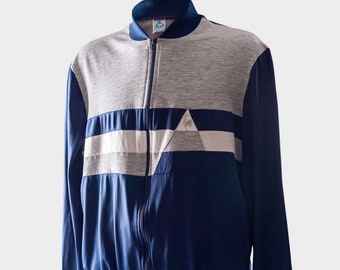 80er Jahre LE COQ SPORTIF Herren Vintage Trainingsjacke, Trainingsjacke, blau Gr. L