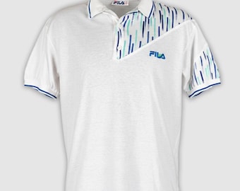 80s FILA BORIS BECKER vintage tennis polo shirt size M 1988 Wimbledon Roland Garros