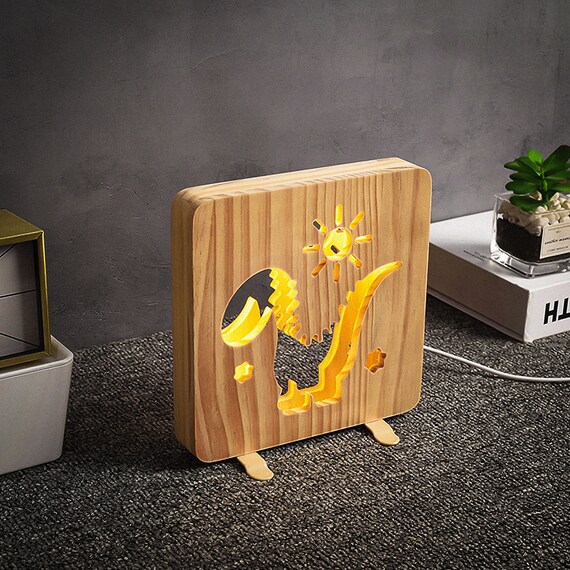 Wooden dinosaur lamp best sale