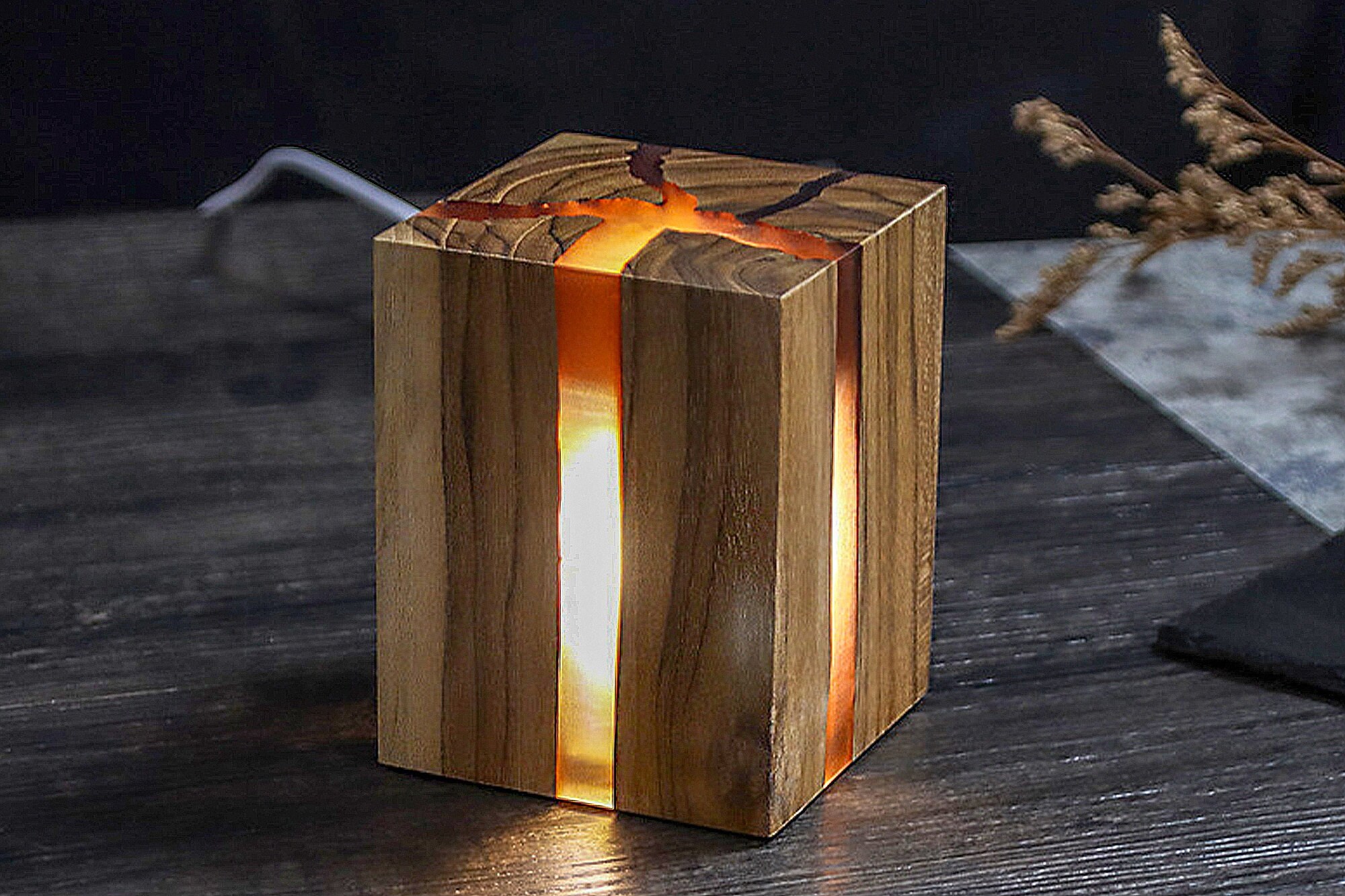 Handcrafted USB Wooden Lamp Base With Universal Slot Design for