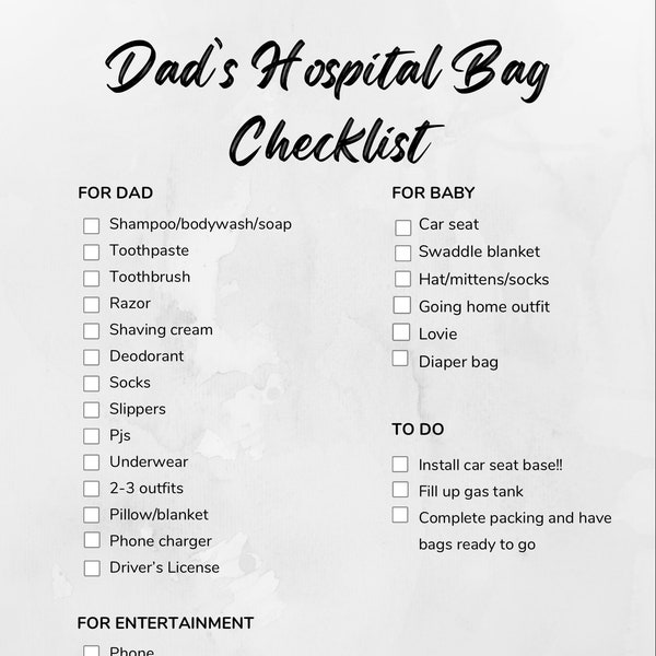 Dad’s Hospital Bag Checklist
