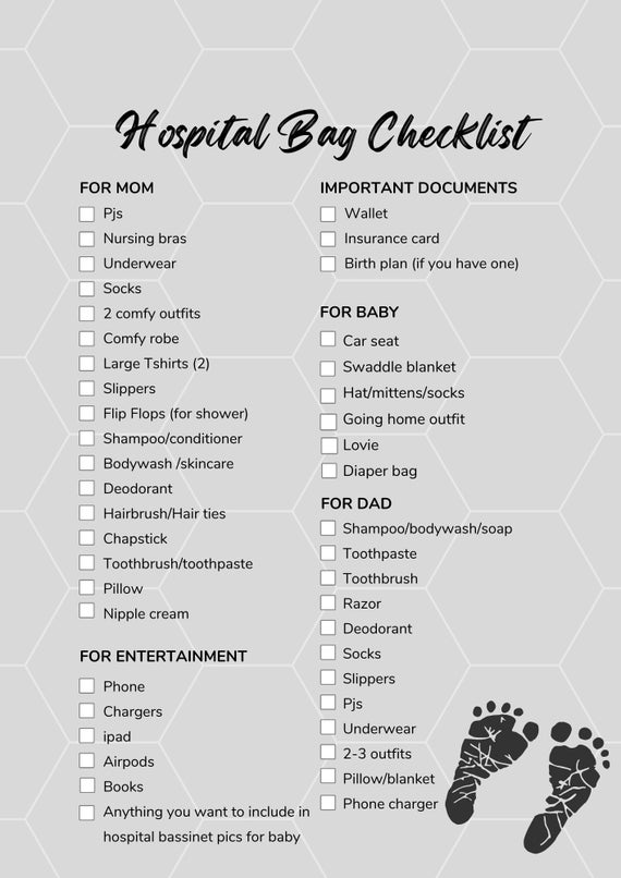 Hospital Bag Checklist - Etsy