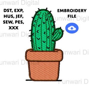 Adorable Cactus Machine Embroidery File, Cute Cottagecore Aesthetic Garden Embroidery Design, Pattern Digital Instant Download, dst pes